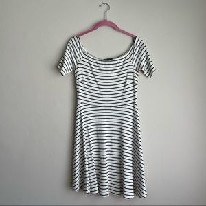 Forever 21 Black & White Stripe Off the Shoulder Dress